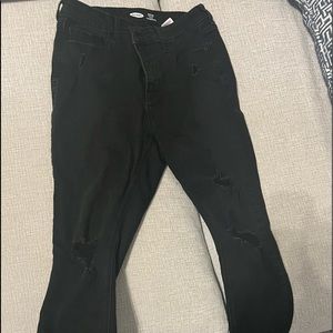 Old Navy size 12 Rockstar super skinny high rise black jeans with rips